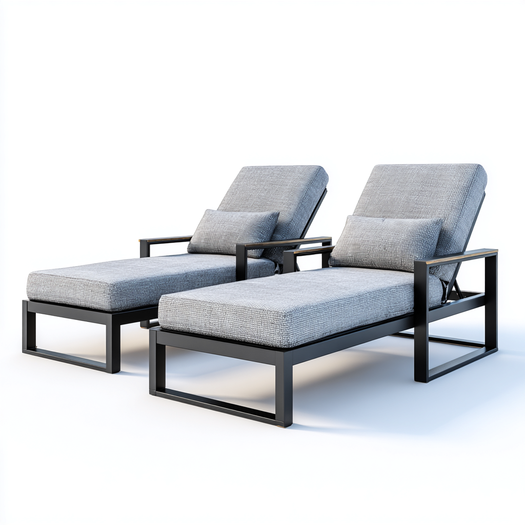 Sonnenliege 2er-Set 200x75x36 cm - Grau - Für Garten - Verstellbar - Modernes Design-Dengohaus