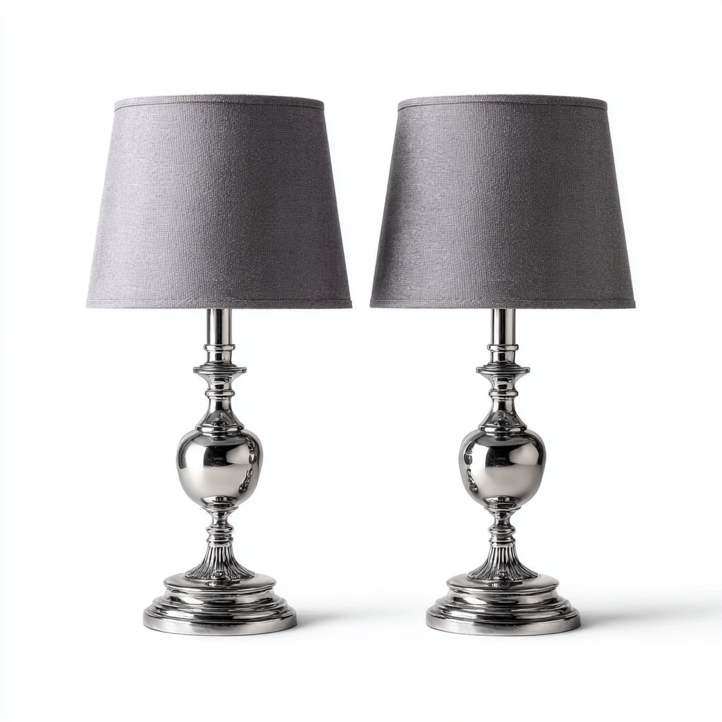 Tischlampe Metall 45x22x14 cm - grau-silber - klassisches Design-Dengohaus