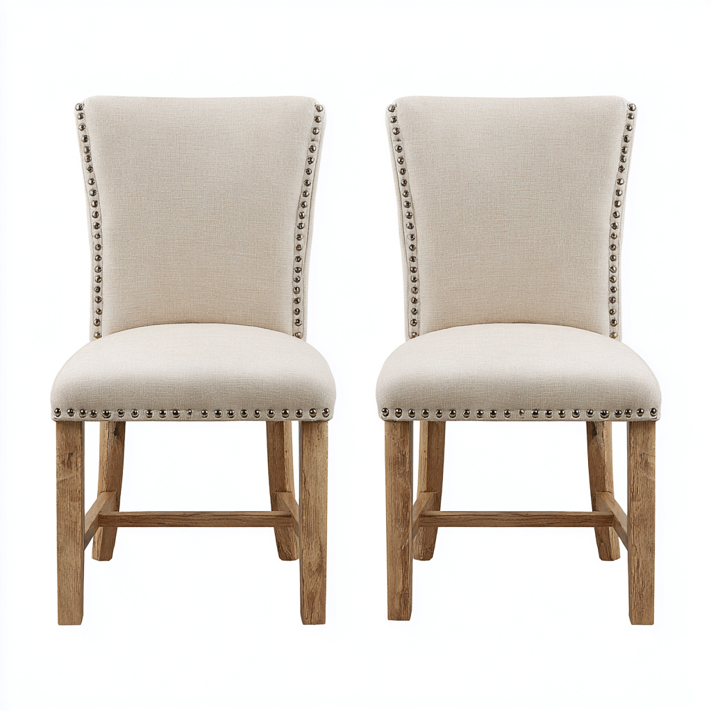 Esszimmerstühle Stoff 52x50x96 cm Beige-Holz - Klassisches Design - Für Esszimmer-Dengohaus