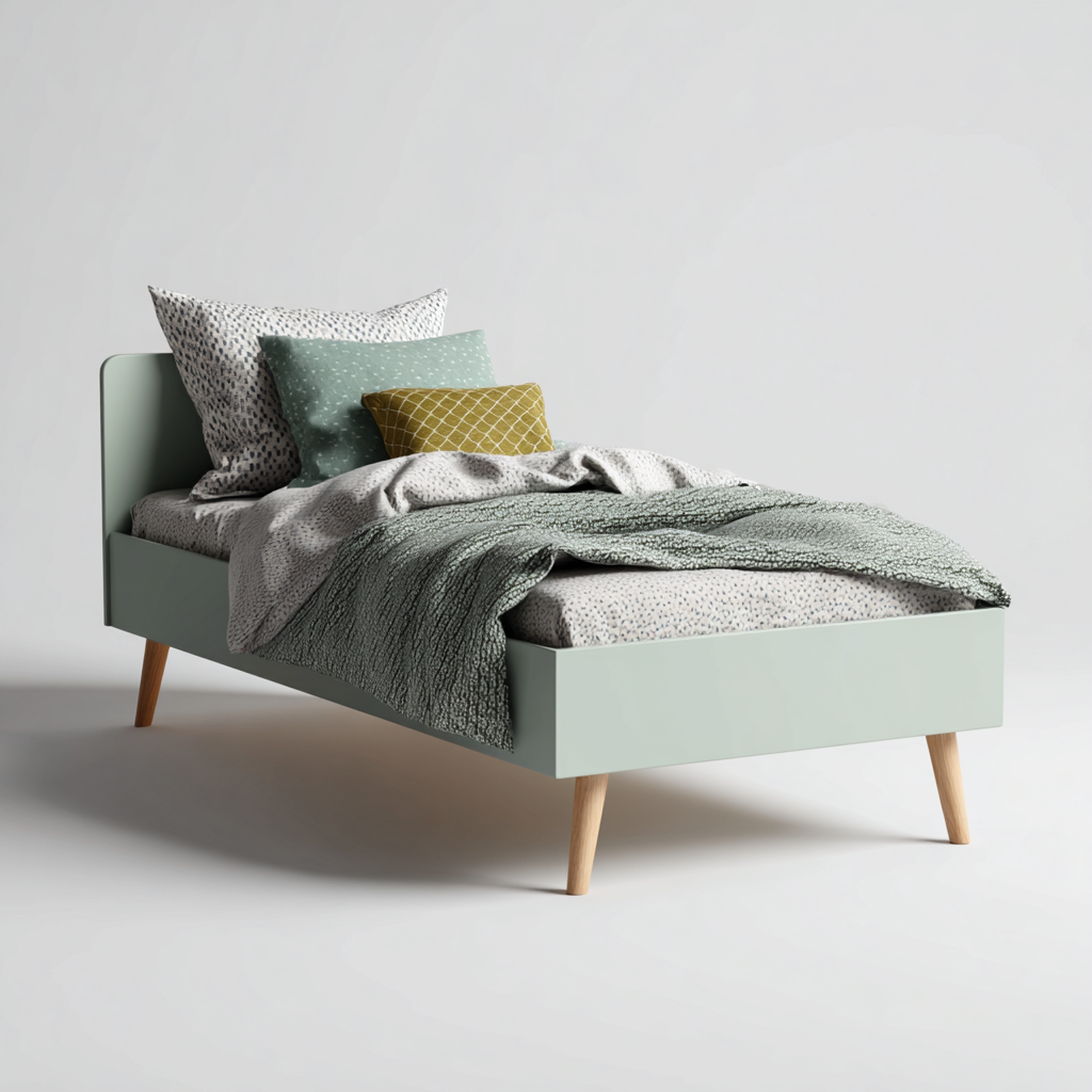 Einzelbett Holz 200x100x85 cm - Hellgrün - Modernes Design - Für Schlafzimmer-Dengohaus