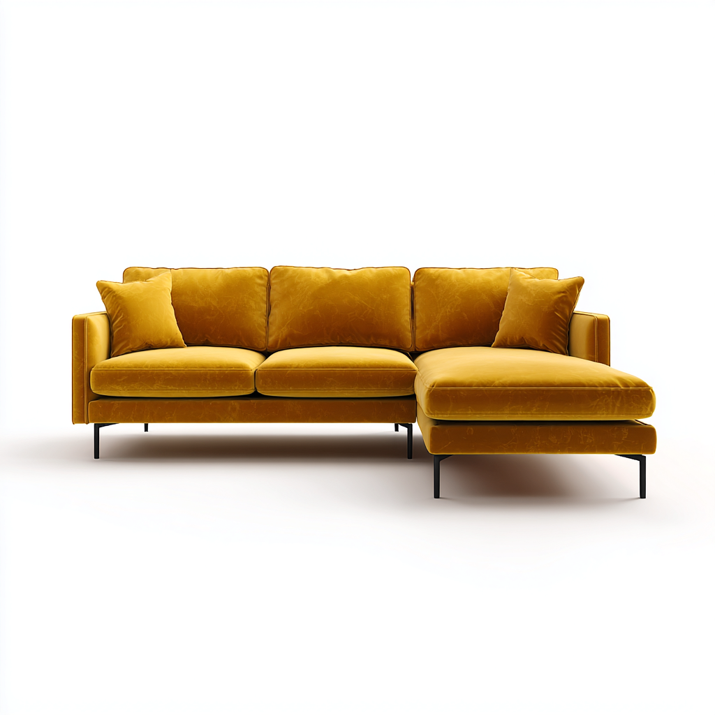 Ecksofa mit Samtbezug 270x95x85 cm - Gelb - Modernes Design-Dengohaus