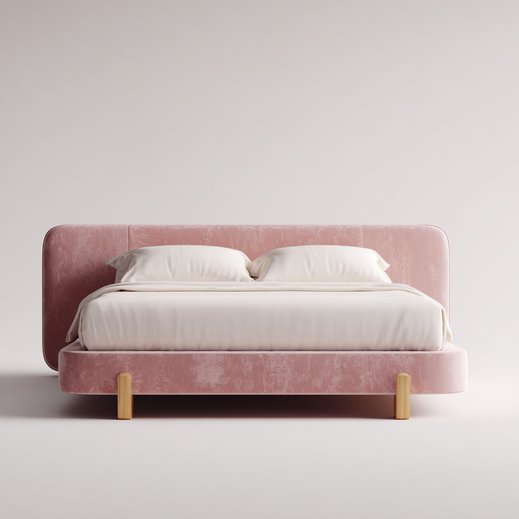 Doppelbett Stoffpolsterung Holzfüße 200x160x95 cm - Rosa - Modernes Design-Dengohaus
