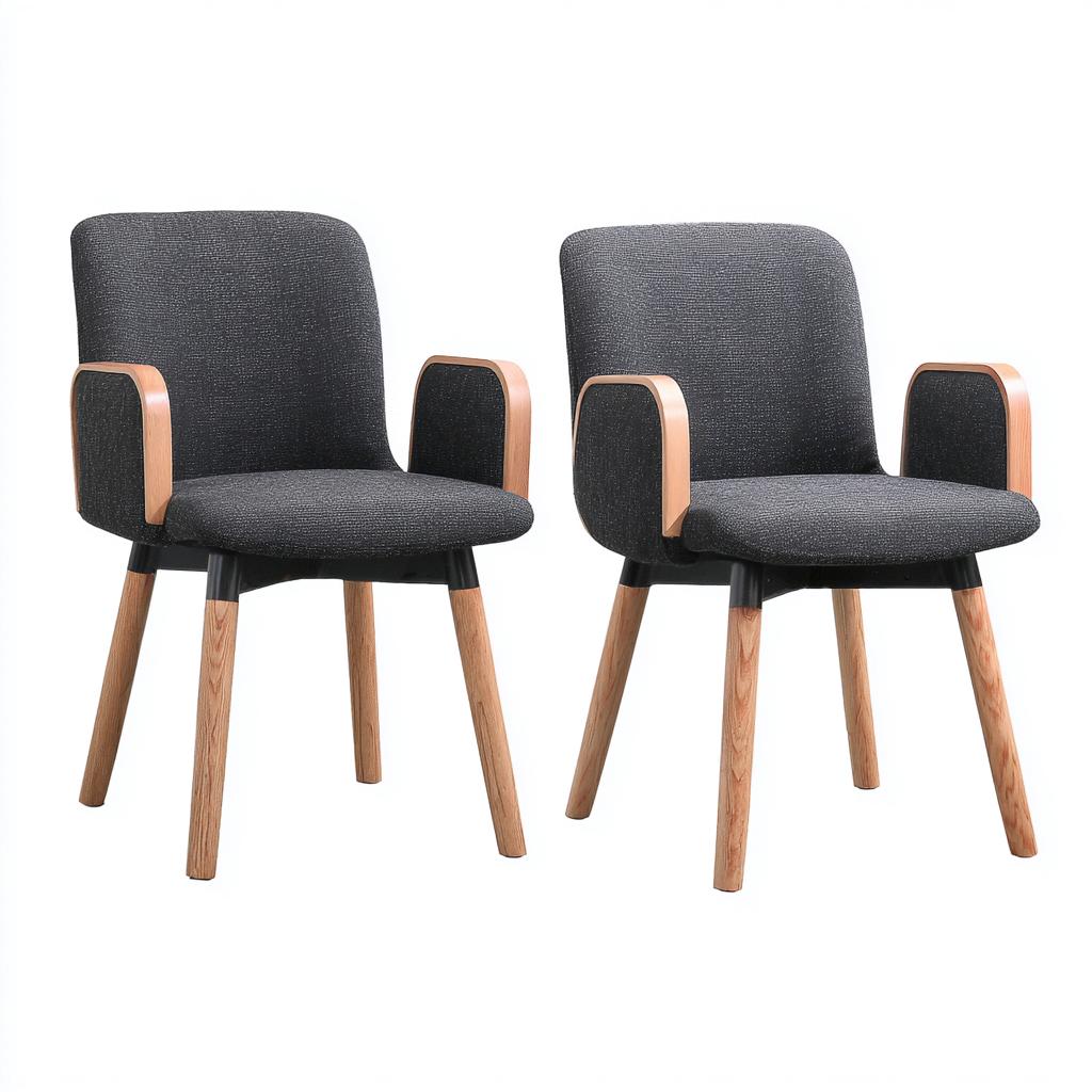 Esszimmerstühle Stoff 55x54x82 cm Dunkelgrau-Holz - Modernes Design - Für Esszimmer-Dengohaus