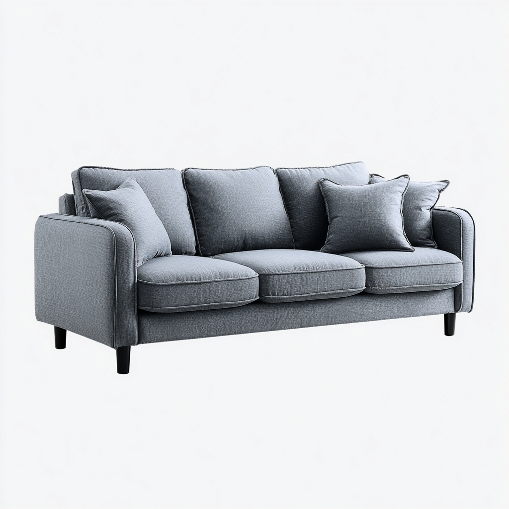 3 Sitzer Sofa Leinenstoff 210x90x85 cm - Blau - Modernes Design-Dengohaus