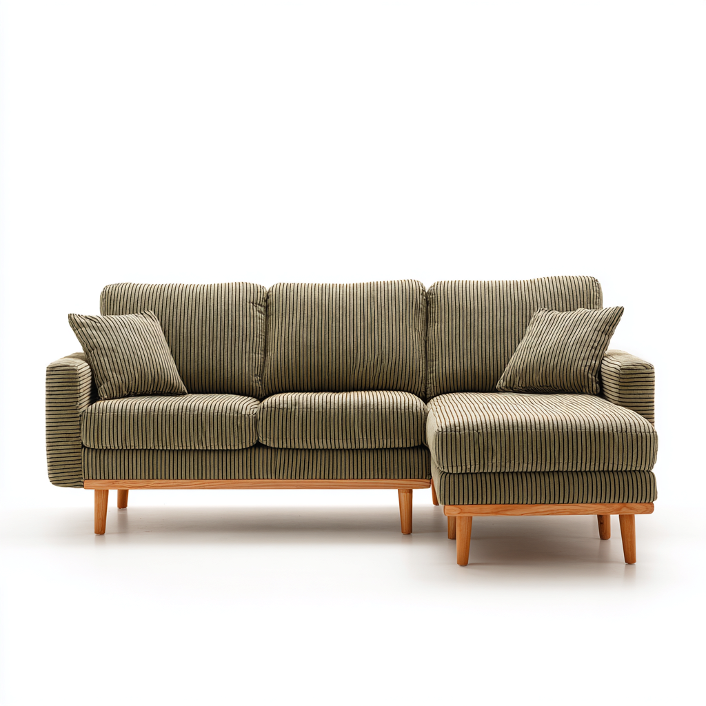 Ecksofa Stoff 255x155x85 cm - Olivgrün - Modernes Design-Dengohaus