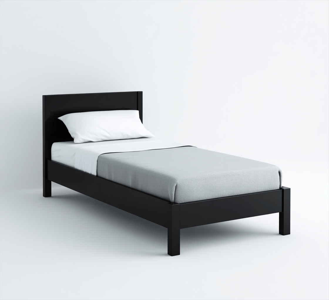 Einzelbett Holzgestell 200x95x90 cm - Schwarz - Modernes Design-Dengohaus