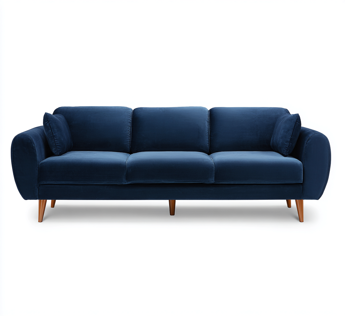 3 Sitzer Sofa Samtstoff 210x90x85 cm - Dunkelblau - Modernes Design-Dengohaus