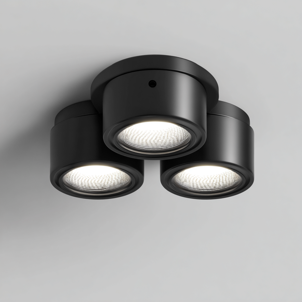 Deckenleuchte Metall 28x28x12 cm - schwarz - moderner Dreifach-Lichtkopf-Dengohaus