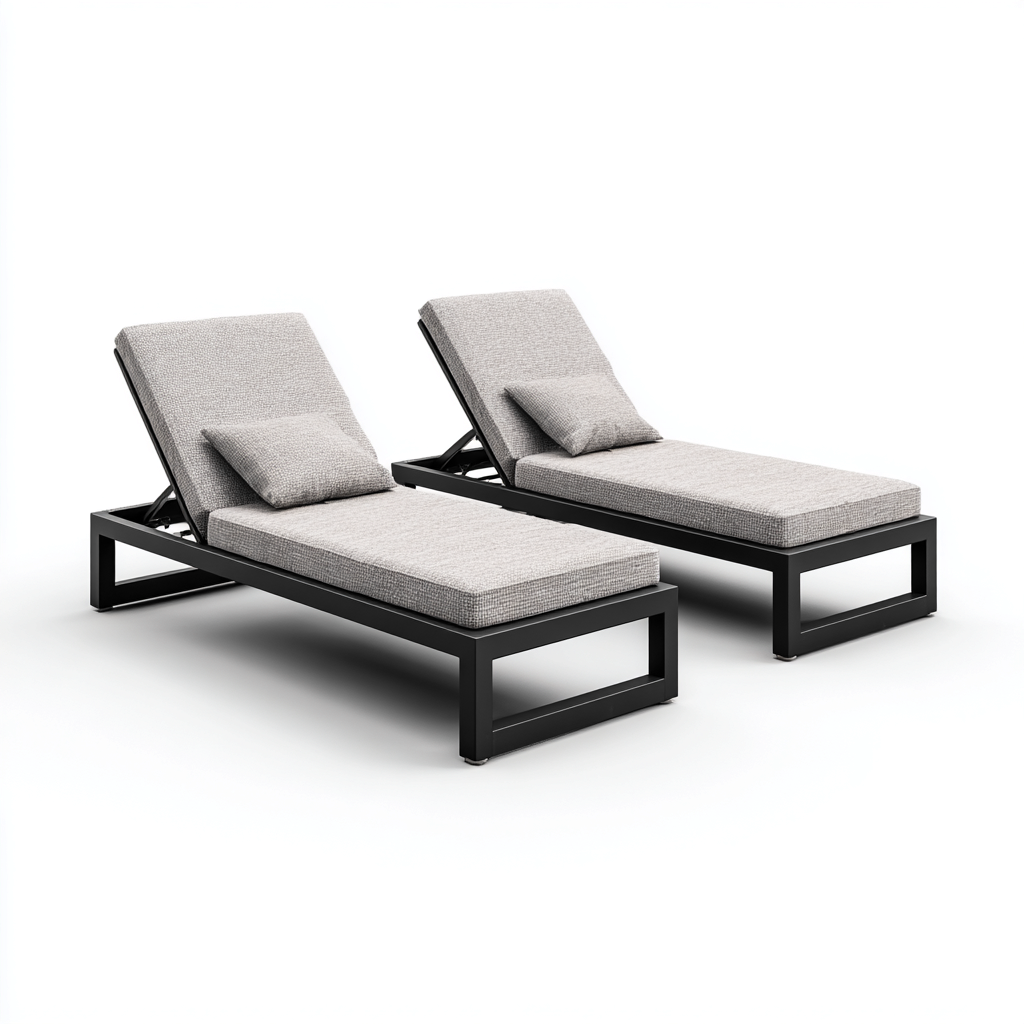 Sonnenliege Set Aluminium 196x70x95 cm - grau-schwarz - moderner Outdoor-Liegegenuss-Dengohaus
