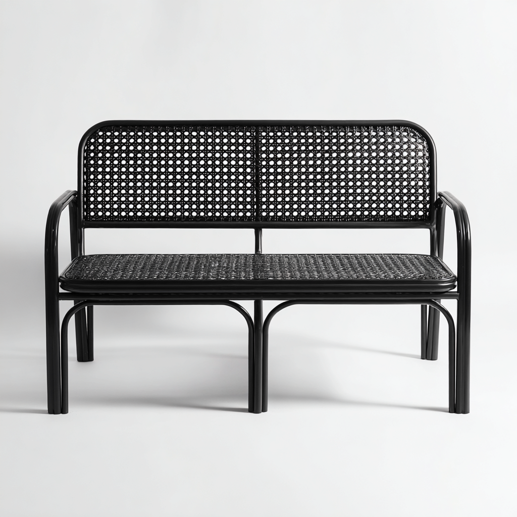 Gartenbank Metall-Kunststoff 118x60x85 cm - Schwarz - Modernes Design-Dengohaus