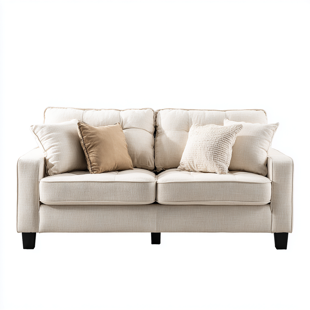 3 Sitzer Sofa - Stoff - 187x86x89 cm - Beige - Modernes Design-Dengohaus