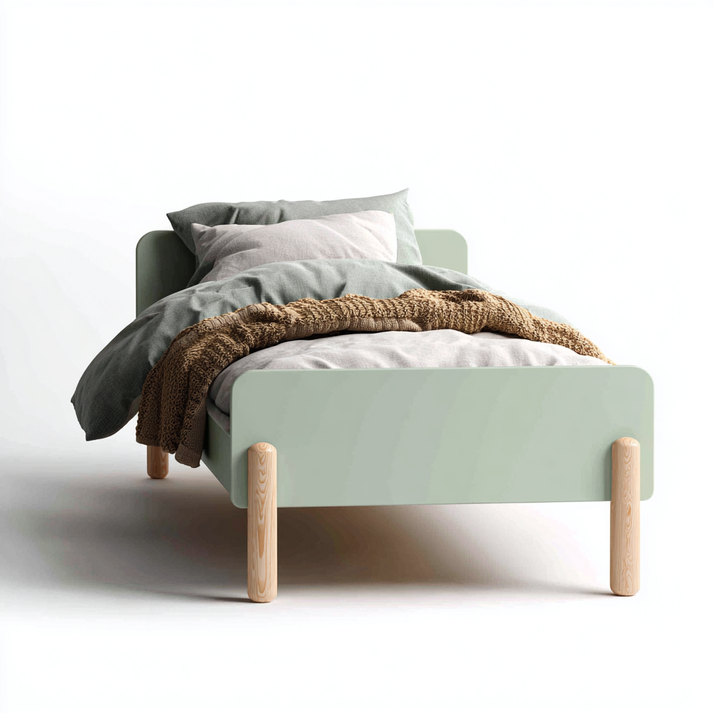 Einzelbett Holzgestell 200x95x85 cm - Hellgrün-Holz - Modernes Design-Dengohaus
