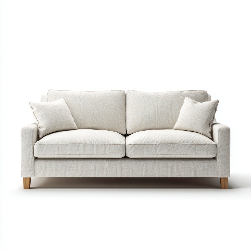 3 Sitzer Sofa - Stoff-Holz - 186x88x90 cm - Weiß - Modernes Design-Dengohaus