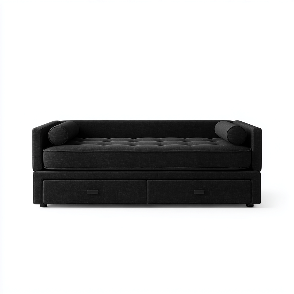 Schlafsofa Stoff 210x95x85 cm - Schwarz - Stauraumfunktion-Dengohaus