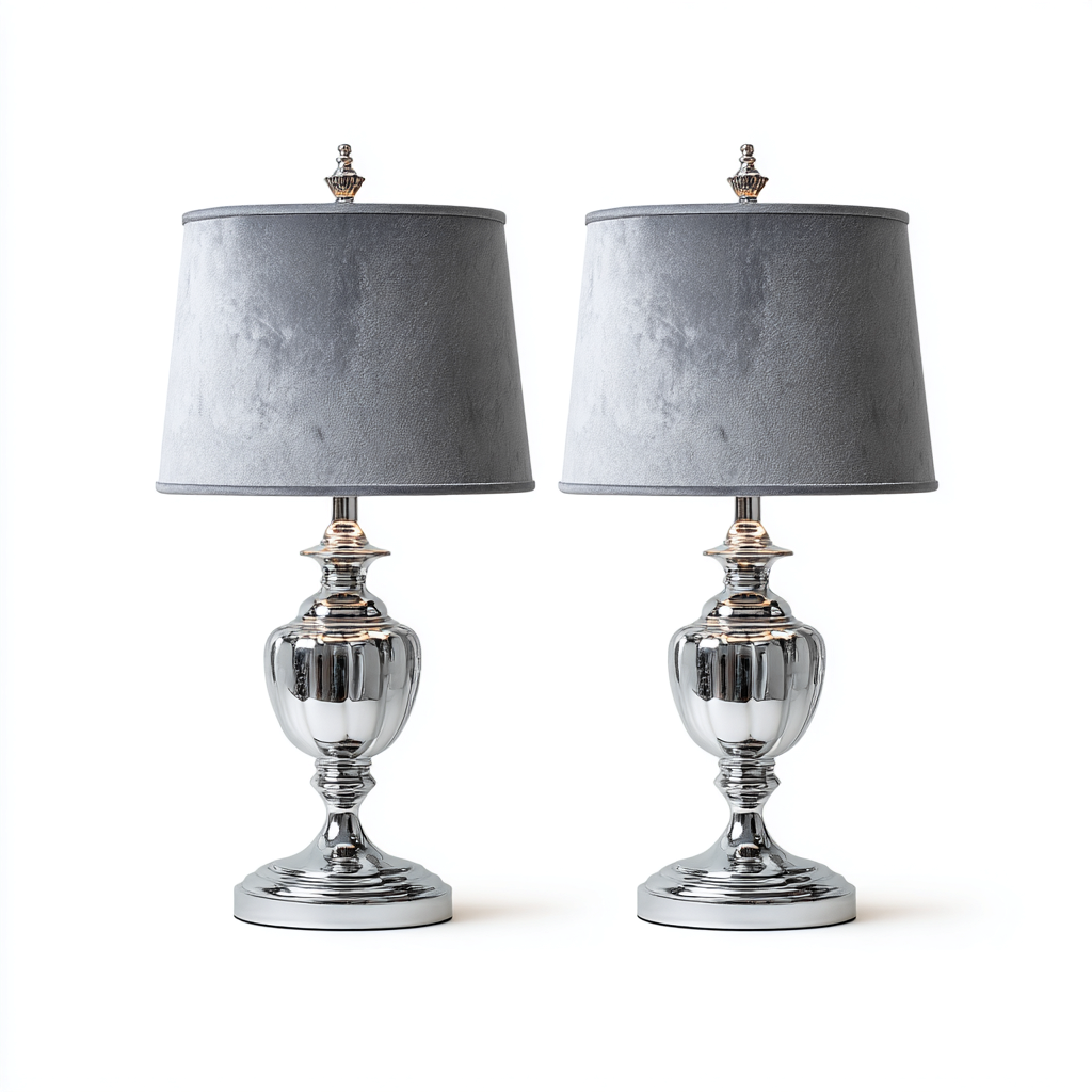 Tischlampe Metall 60x28x18 cm - Silber-Grau - Klassisches Design für Wohnraum-Dengohaus