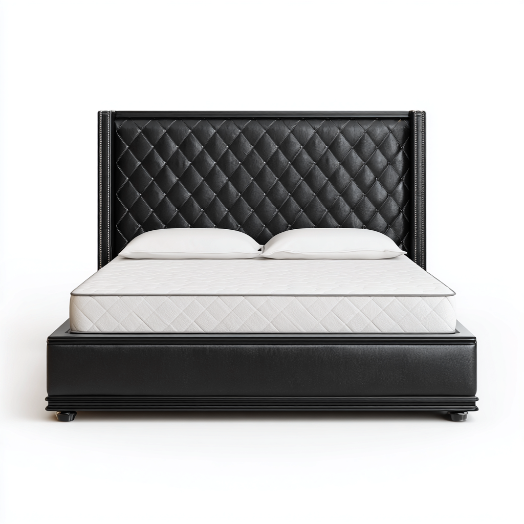 Doppelbett Kunstlederpolsterung 200x160x120 cm - Schwarz - Modernes Design-Dengohaus