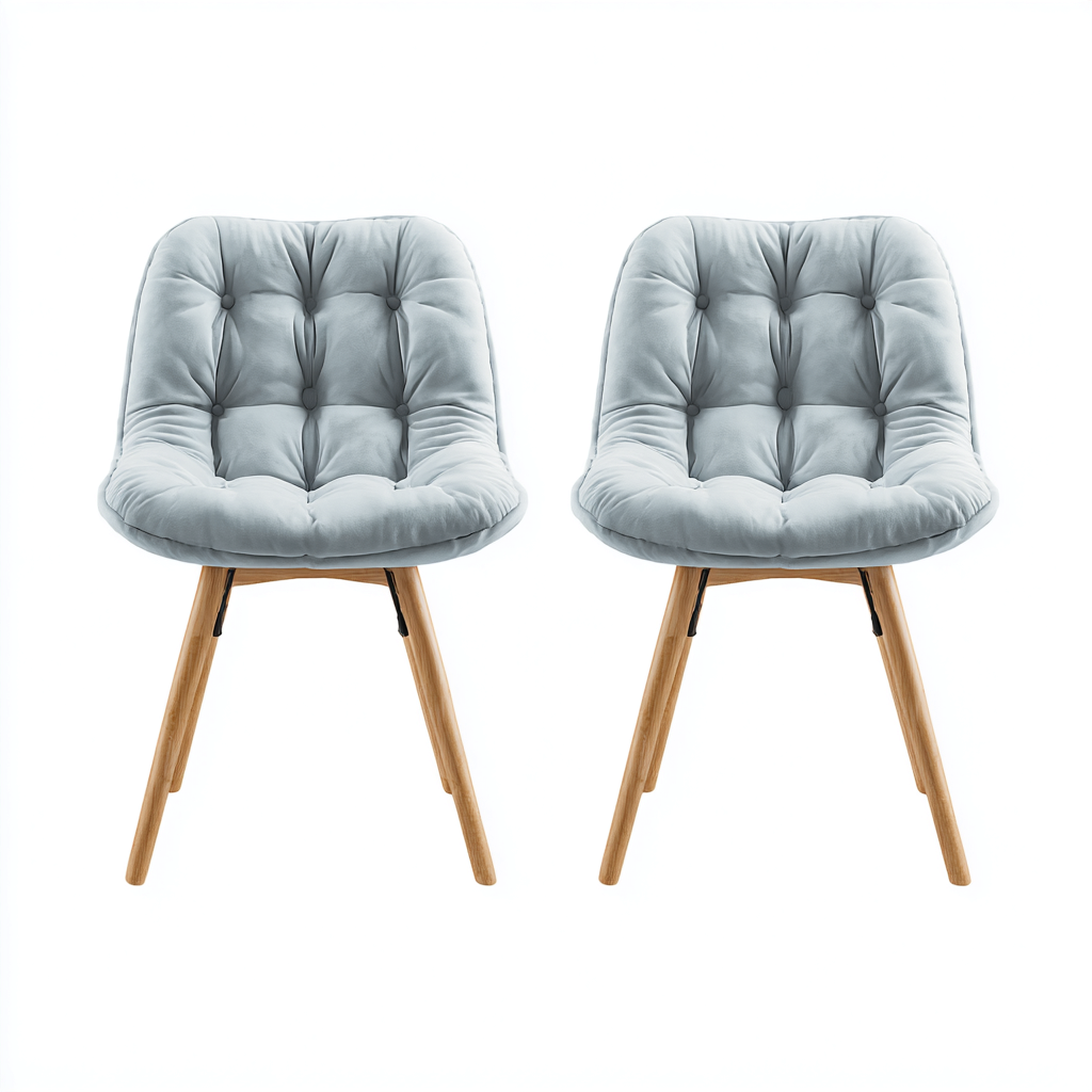 Esszimmerstühle Stoff 55x50x83 cm Hellblau-Grau-Holz - Modernes Design - Für Esszimmer-Dengohaus