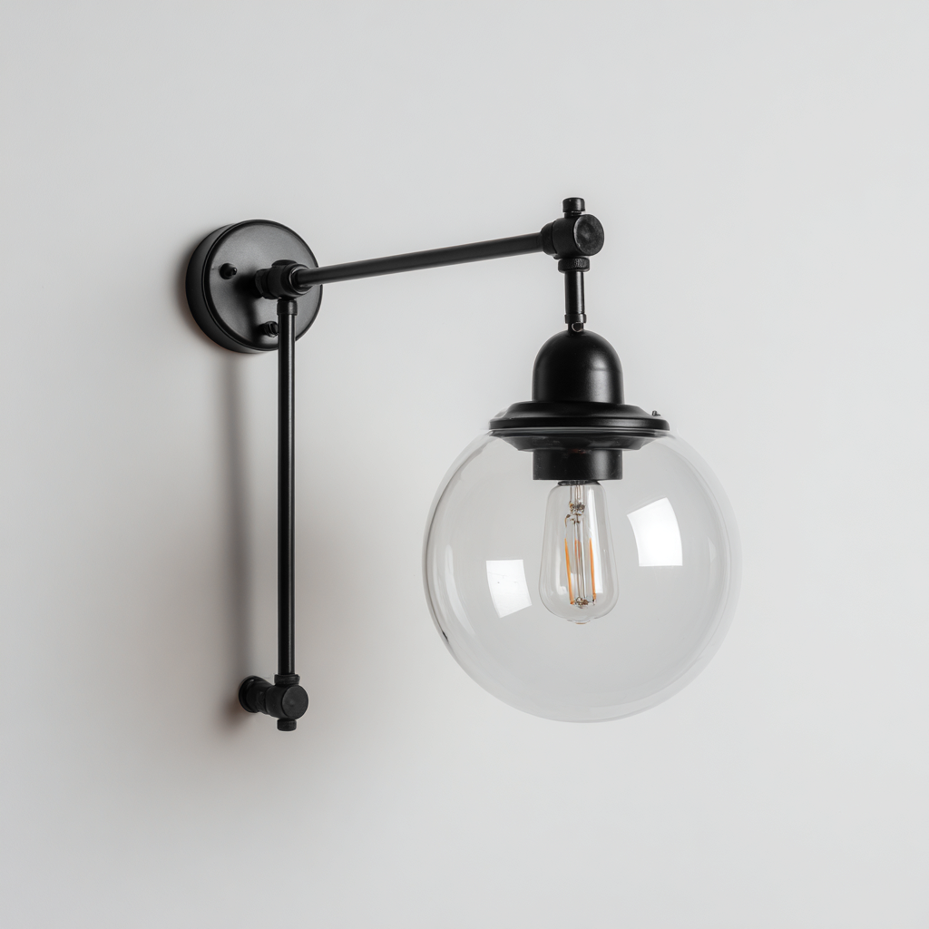 Wandleuchte Metall-Glas 42x28 cm - Schwarz - Modernes Design-Dengohaus