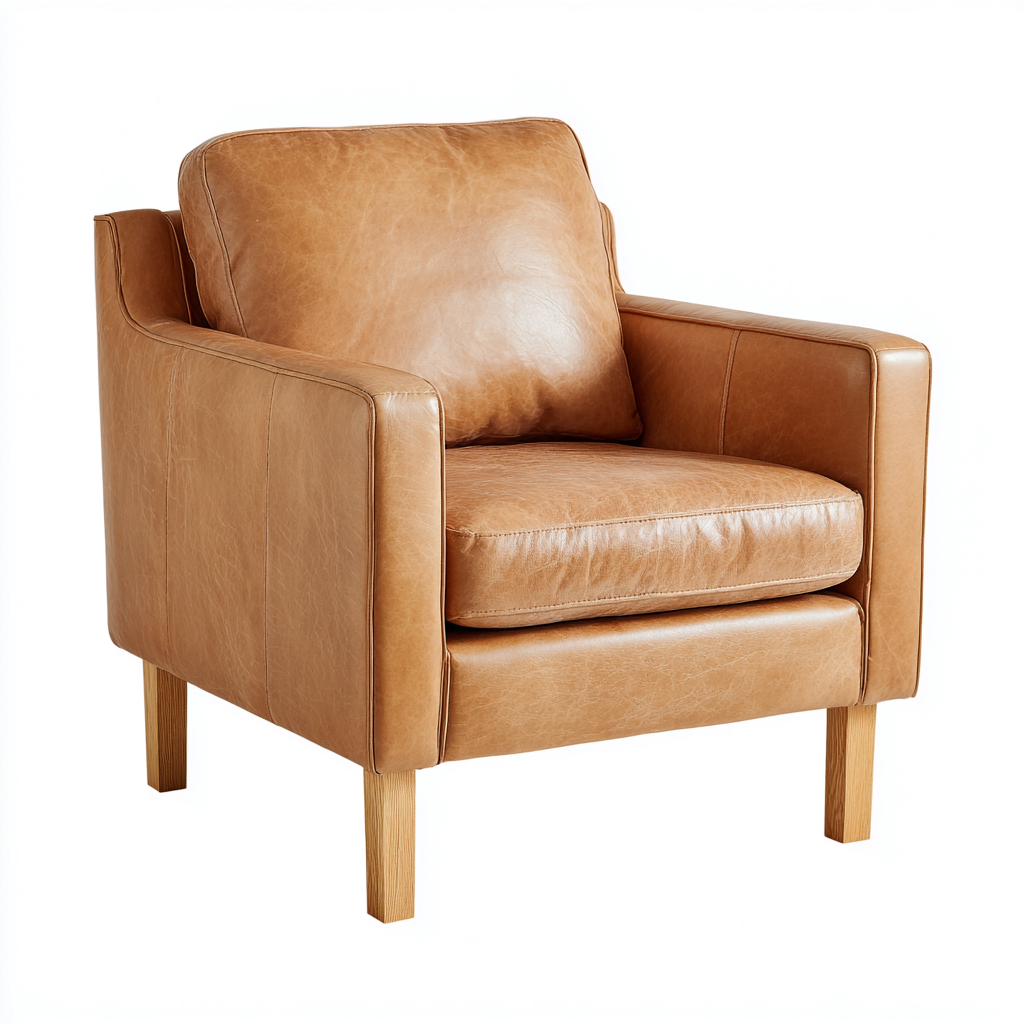 Sessel Lederbezug 80x80x90 cm - Braun - Modernes Design-Dengohaus