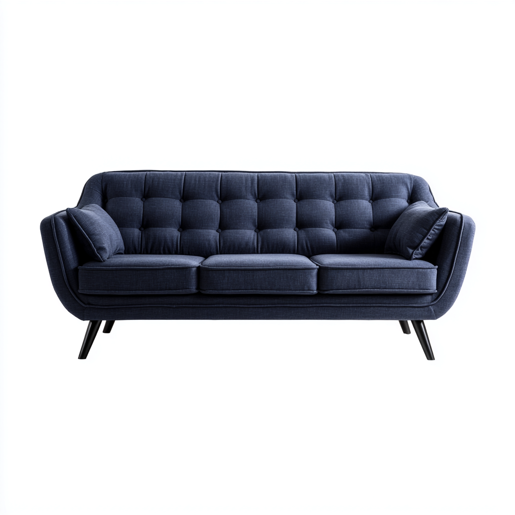 3 Sitzer Sofa Stoffbezug 200x85x90 cm - Dunkelblau - Modernes Design mit Armlehnen-Dengohaus