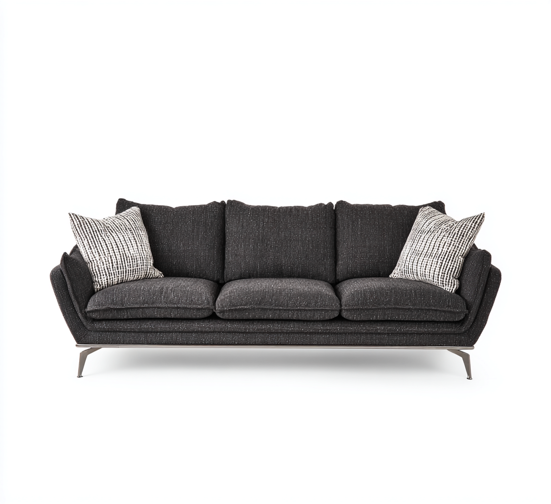 3 Sitzer Sofa Stoffbezug 220x95x85 cm - Dunkelgrau - Modernes Design-Dengohaus