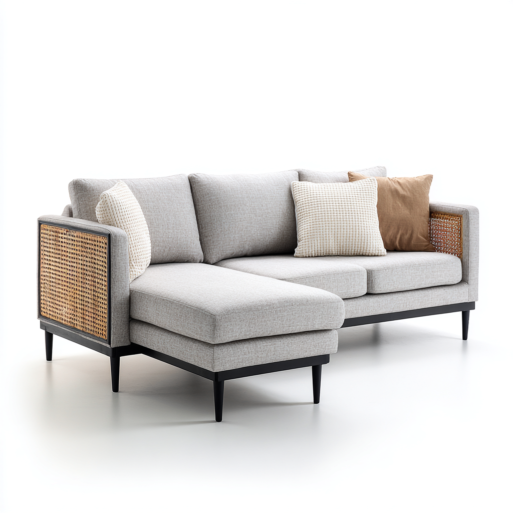 Ecksofa mit Stoffpolsterung 260x160x85 cm - Hellgrau - Modernes Design-Dengohaus