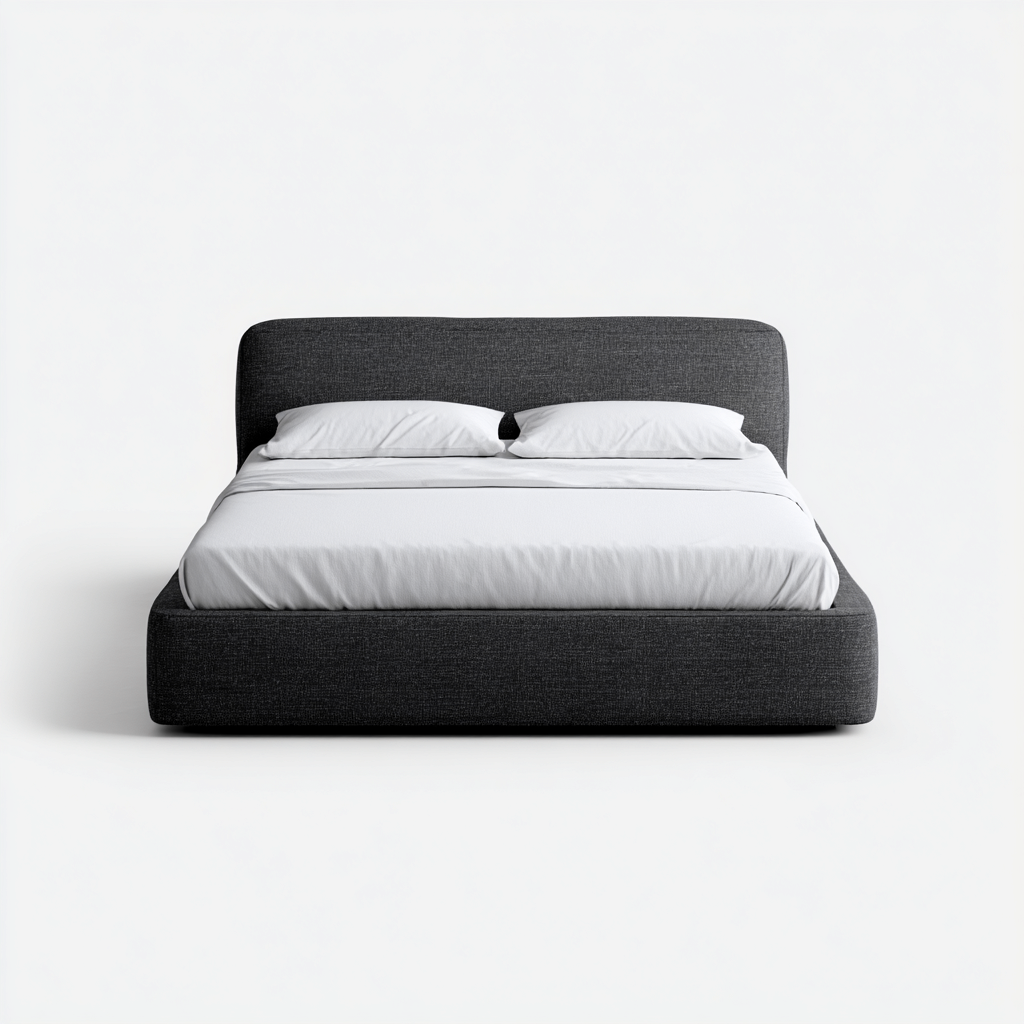 Doppelbett Stoffpolsterung 200x160x105 cm - Dunkelgrau - Schlichtes Modernes Design-Dengohaus