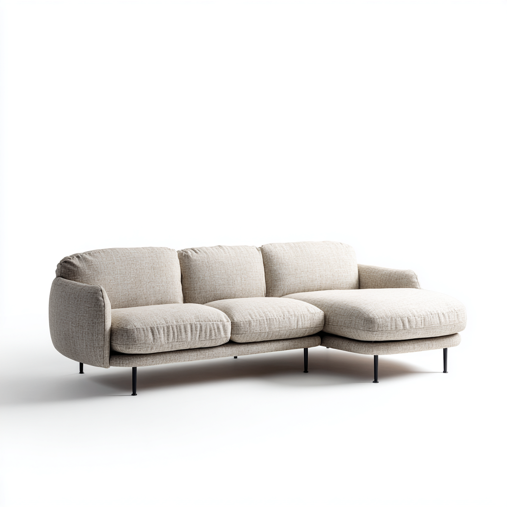Ecksofa mit Stoffpolsterung 250x90x85 cm - Hellbeige - Modernes Design-Dengohaus