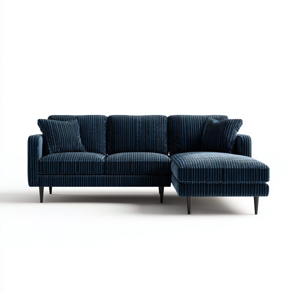 Ecksofa Stoff 255x155x85 cm - Dunkelblau - Modernes Design-Dengohaus