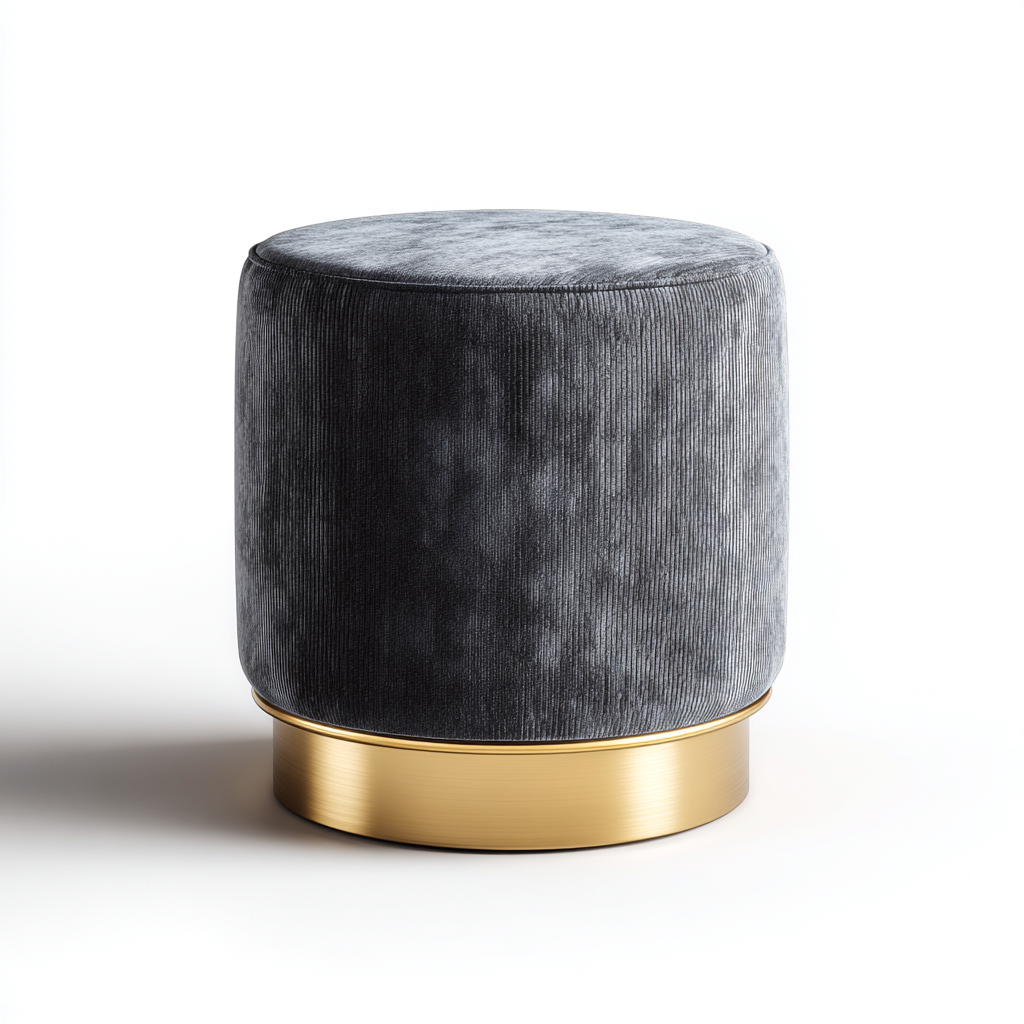 Fußhocker Samtbezug 40x40x45 cm - Dunkelgrau - Modernes Design-Dengohaus