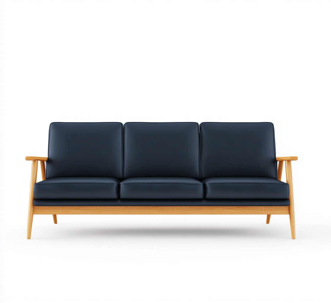 3 Sitzer Sofa Kunstleder 210x90x85 cm - Dunkelblau - Skandinavisches Design-Dengohaus