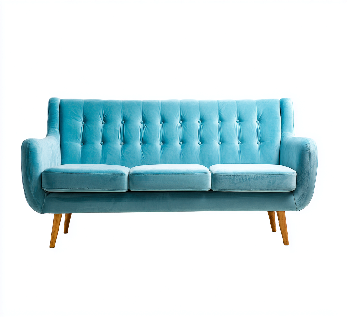 3 Sitzer Sofa Samtstoff 210x90x85 cm - Blau - Modernes Design-Dengohaus