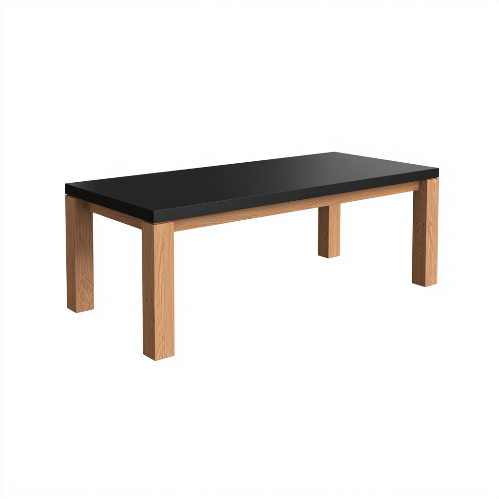 Esszimmertisch Holz 180x90x75 cm - Schwarz-Natur - rechteckiges modernes Design geeignet für Esszimmer-Dengohaus