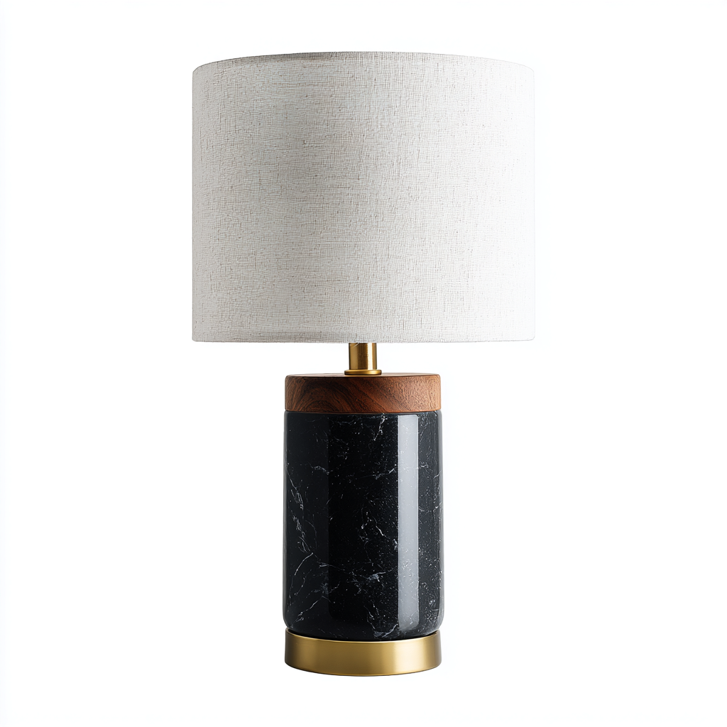 Tischlampe Marmor-Metall 45x28x14 cm - weiß-schwarz-gold - modernes Design-Dengohaus