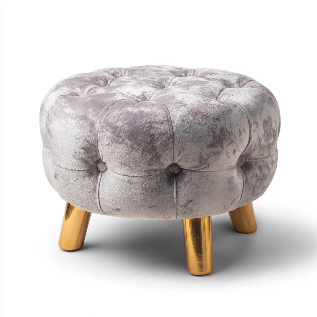 Fußhocker - Samtstoff 45x45x40 cm - Grau - Modernes Design-Dengohaus