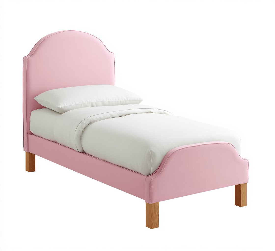 Einzelbett Stoffpolsterung Holzgestell 200x95x110 cm - Rosa-Holz - Modernes Design-Dengohaus