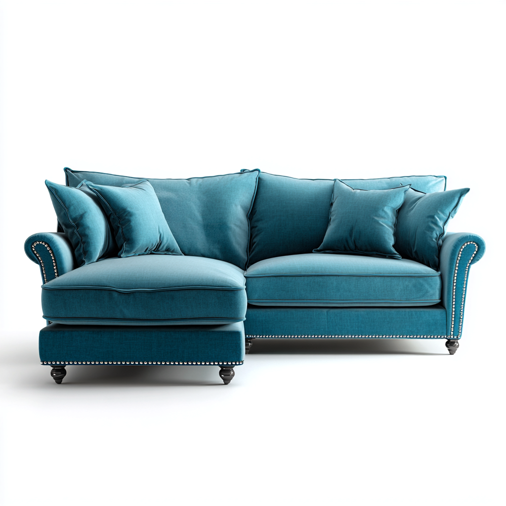 Ecksofa Stoff 255x155x90 cm - Blau - Modernes Design-Dengohaus