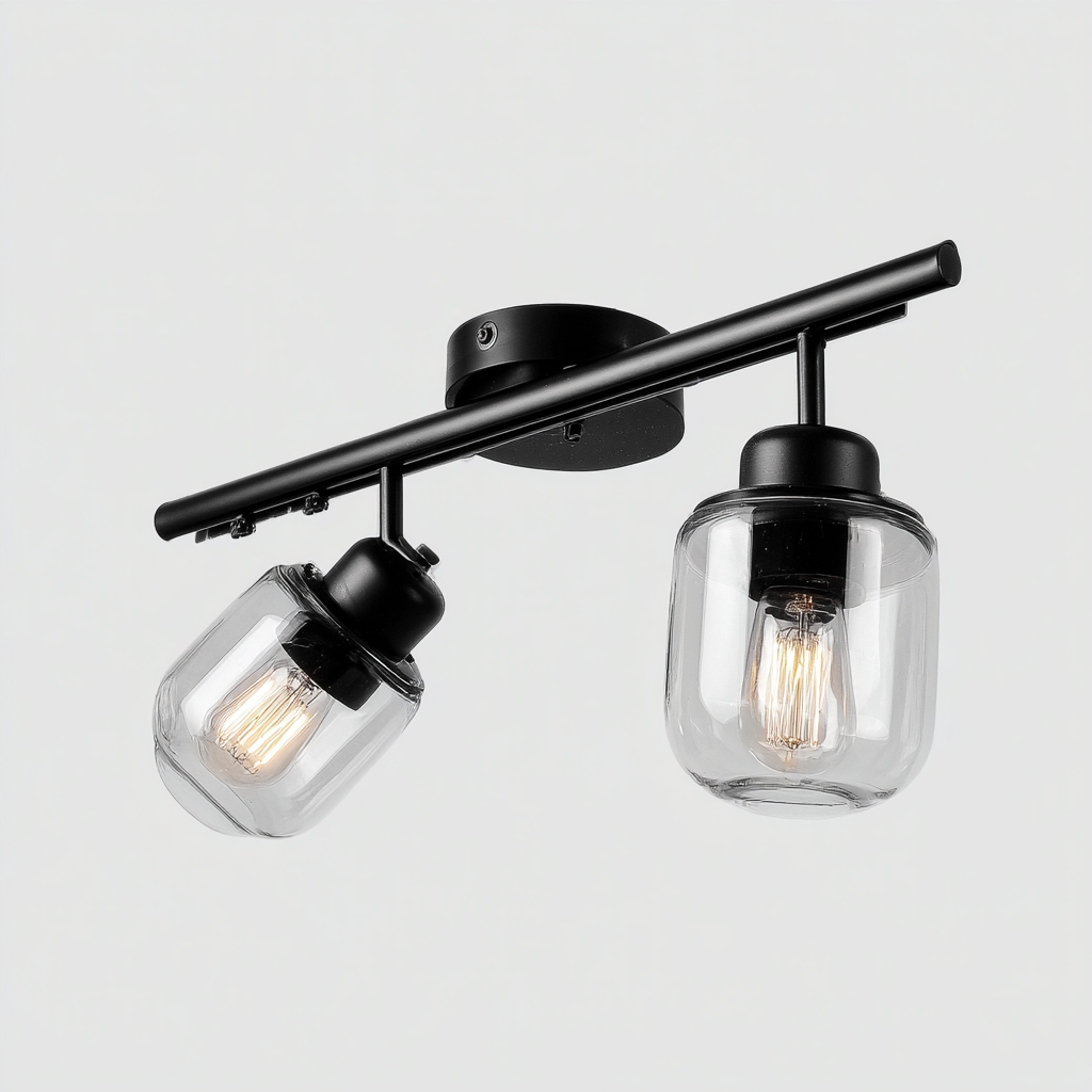 Deckenleuchte Metall-Glas 40x10x20 cm - Schwarz-Transparent - Modernes Design-Dengohaus