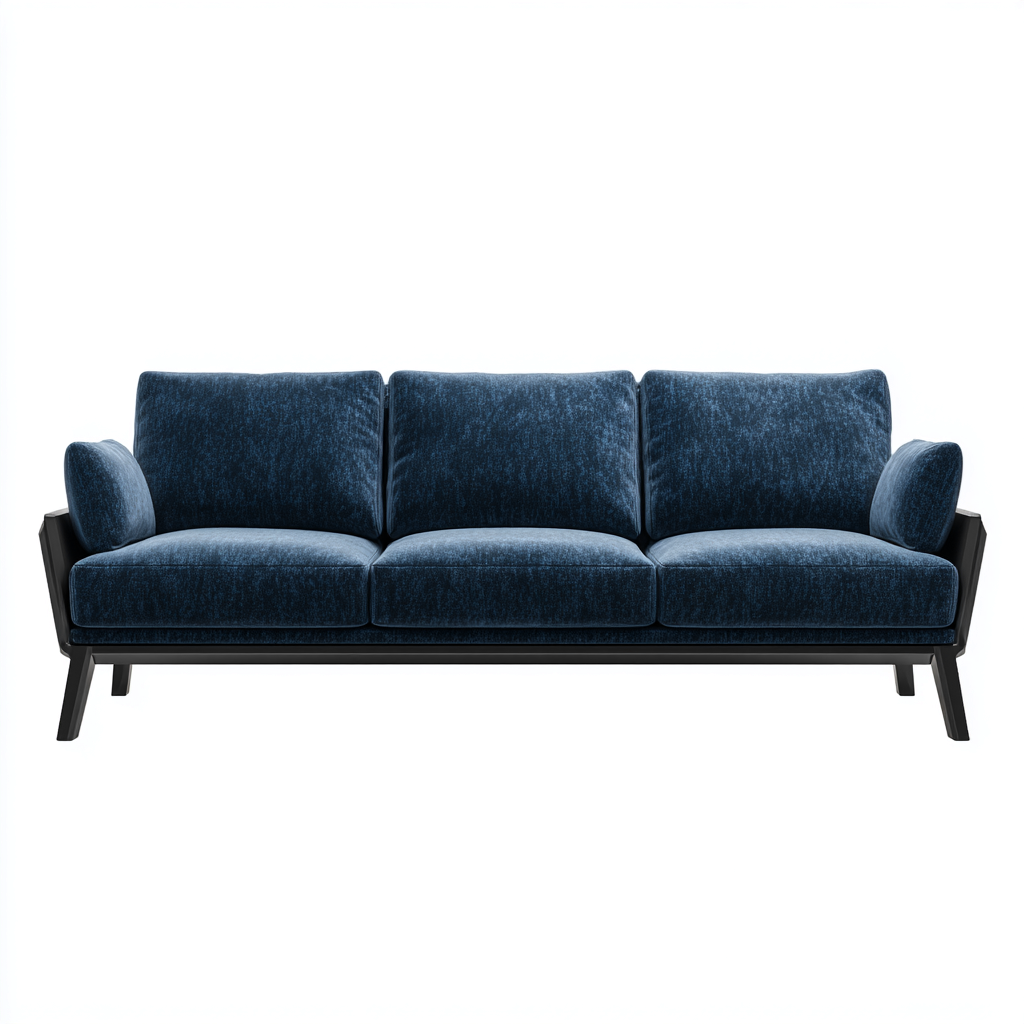 3 Sitzer Sofa - Stoff - 190x84x88 cm - Dunkelblau - Modernes Design-Dengohaus