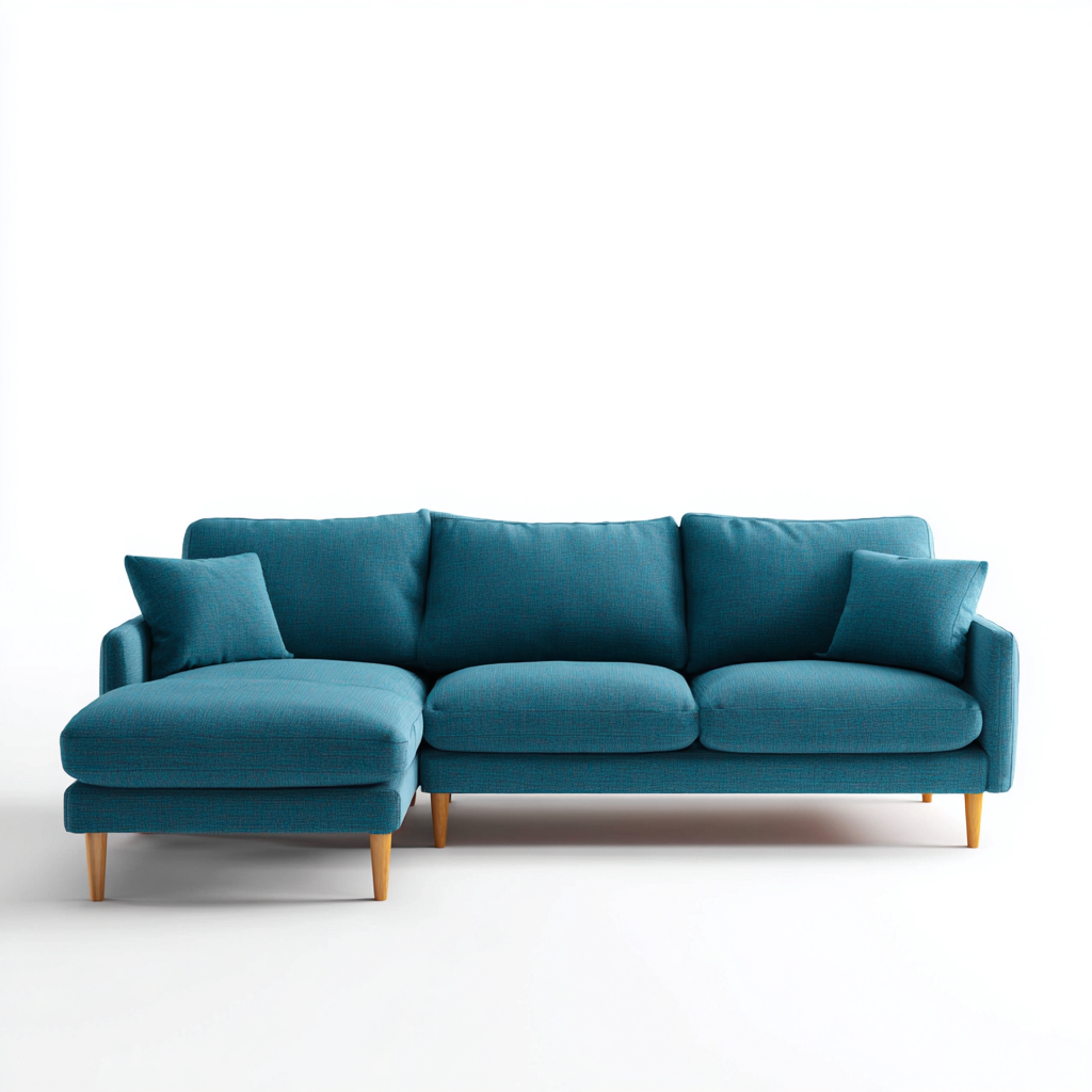 Ecksofa Stoff 255x155x85 cm - Blau - Modernes Design-Dengohaus