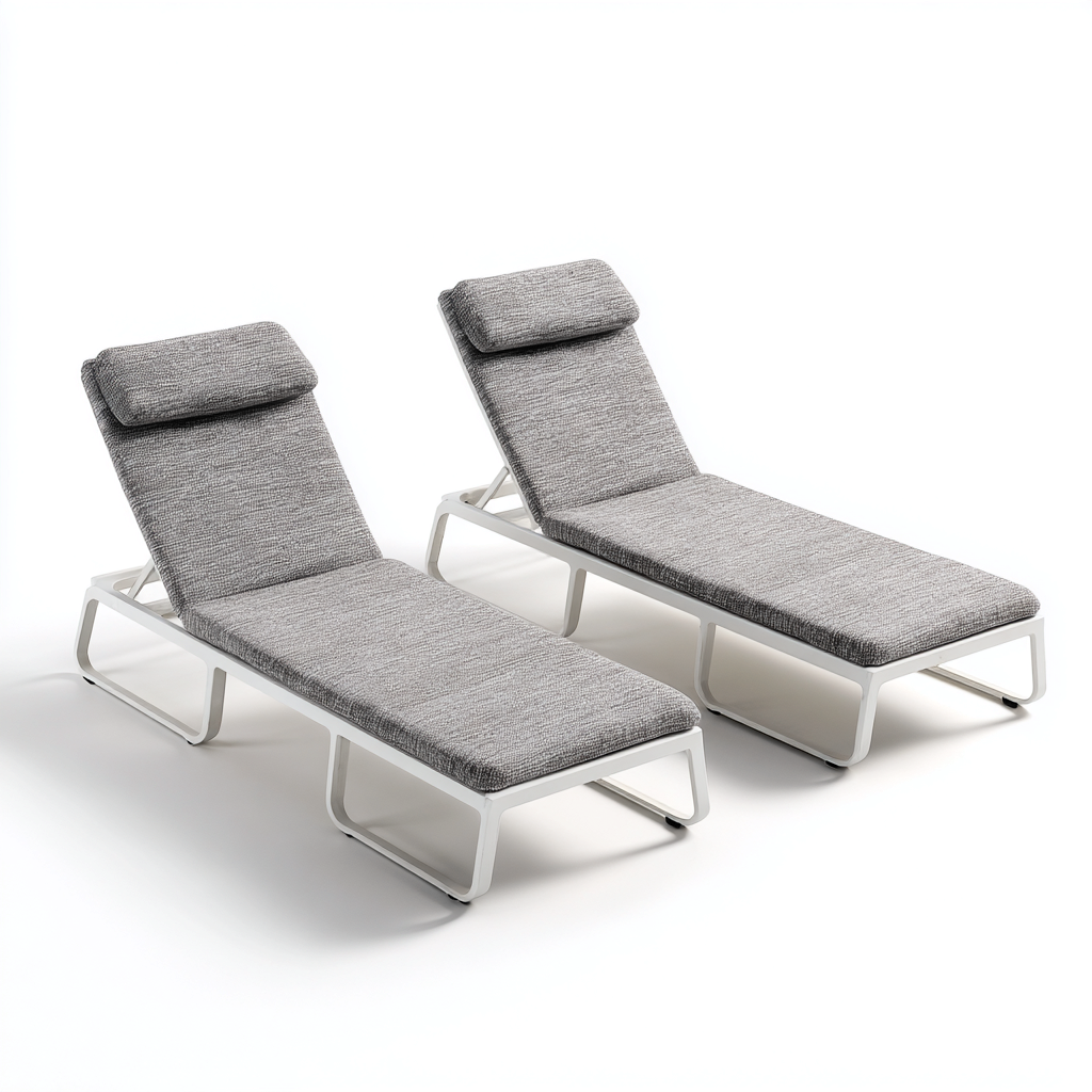 Sonnenliege 2er-Set 198x72x34 cm - Grau - Für Garten - Verstellbar - Modernes Design-Dengohaus