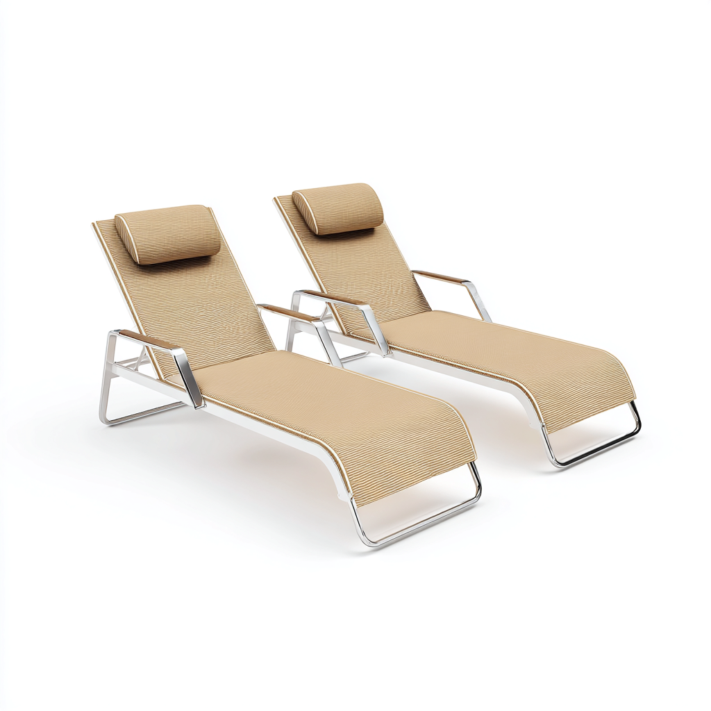 Sonnenliege Set Aluminium 192x64x94 cm - beige-silber - ergonomischer Outdoor-Liegegenuss-Dengohaus