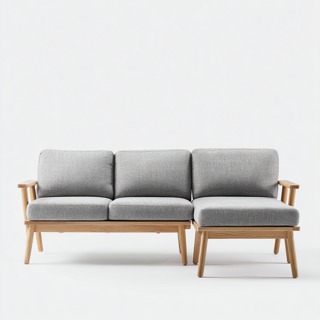 Ecksofa mit Stoffpolsterung 210x90x85 cm - Hellgrau - Modernes Design-Dengohaus