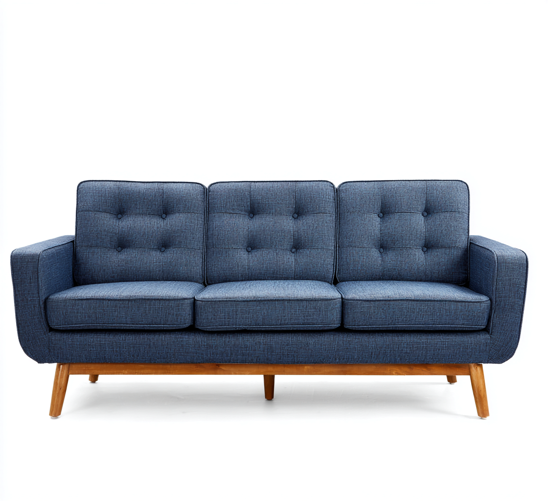 3 Sitzer Sofa Stoffbezug 200x80x85 cm - Blau - Modernes Design-Dengohaus