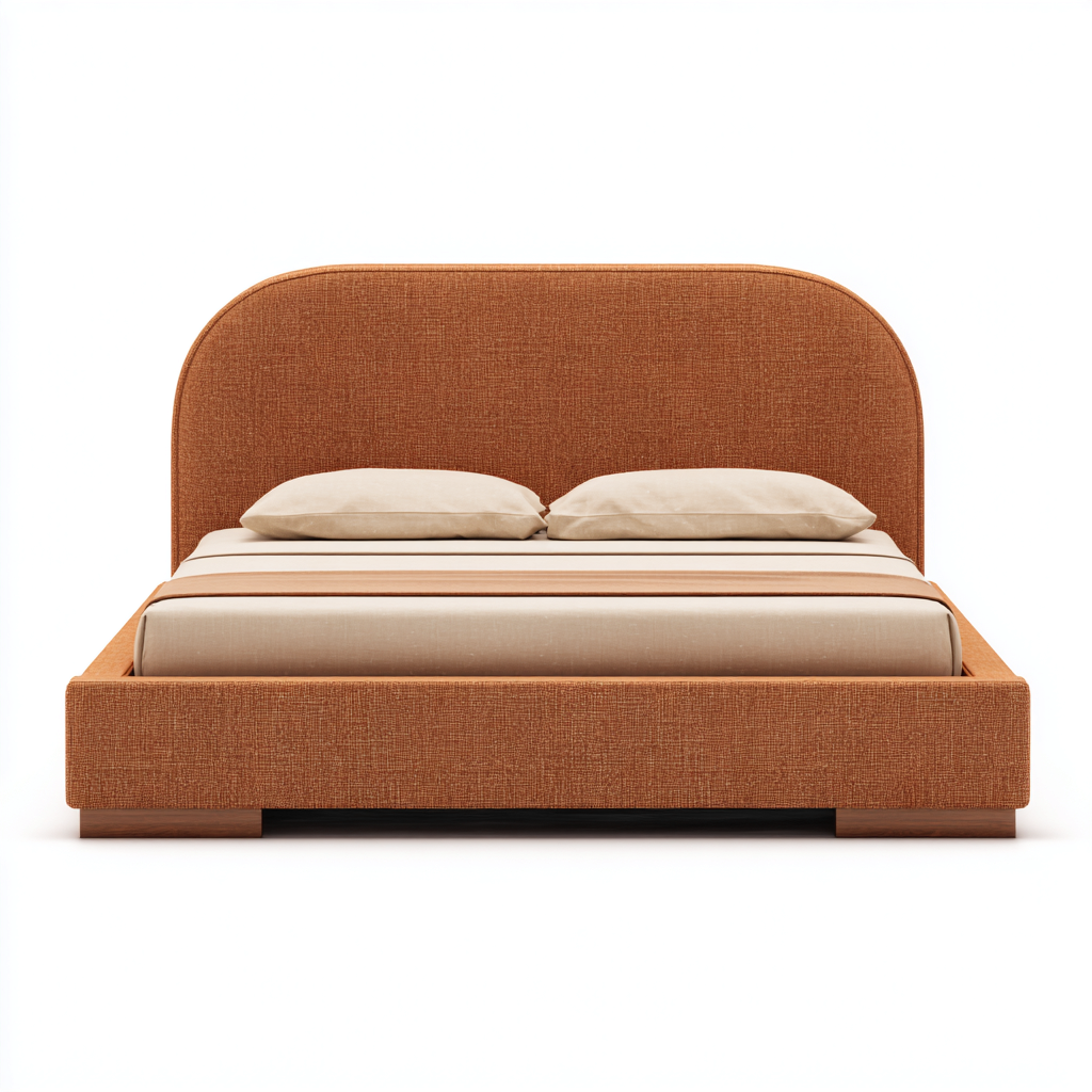 Doppelbett Stoffpolsterung 200x180x95 cm - Orangebraun - Modernes Design - Für Schlafzimmer-Dengohaus