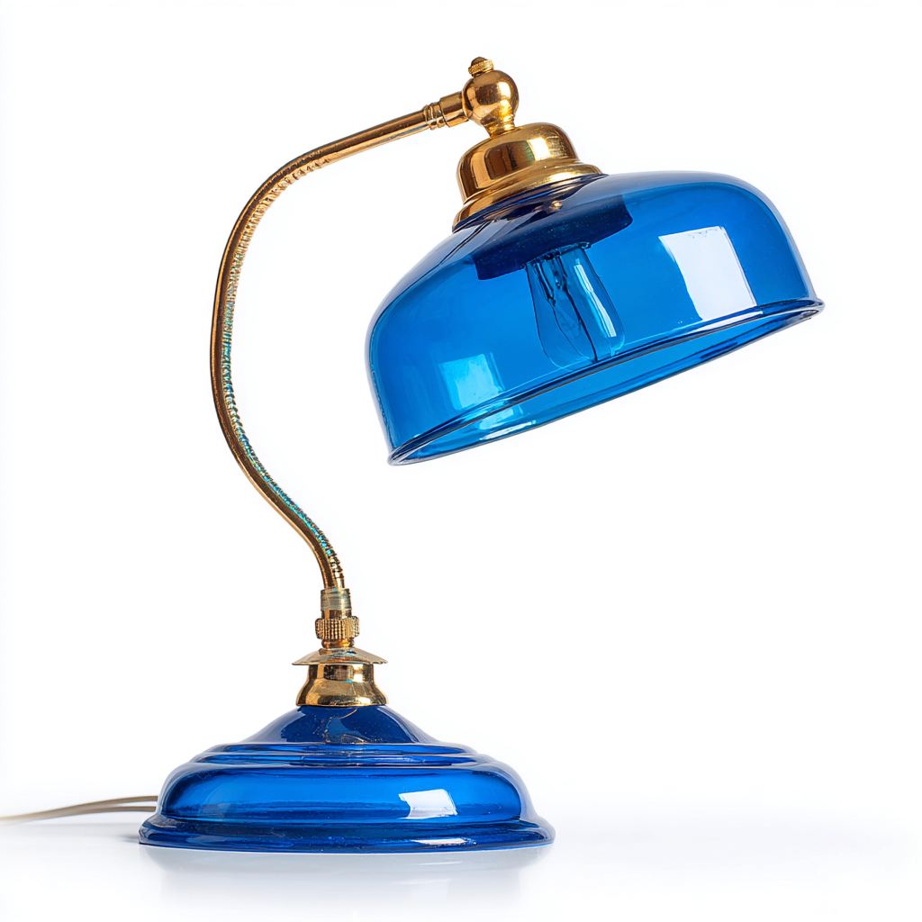 Tischlampe Glas-Metall 35x22x18 cm - blau-gold - Vintage-Design-Dengohaus