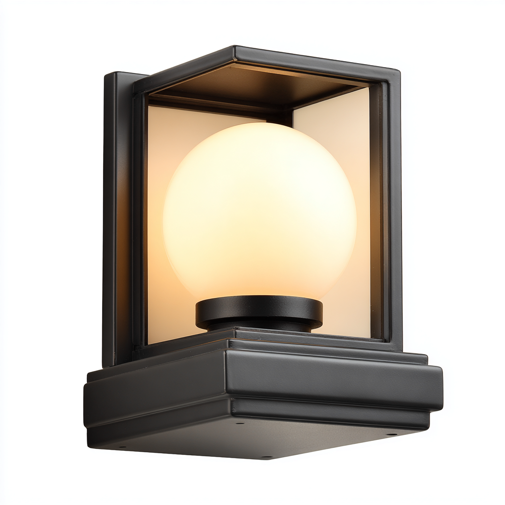 Wandleuchte Metall-Glas 24x18 cm - Schwarz-Weiß - Modernes Design-Dengohaus