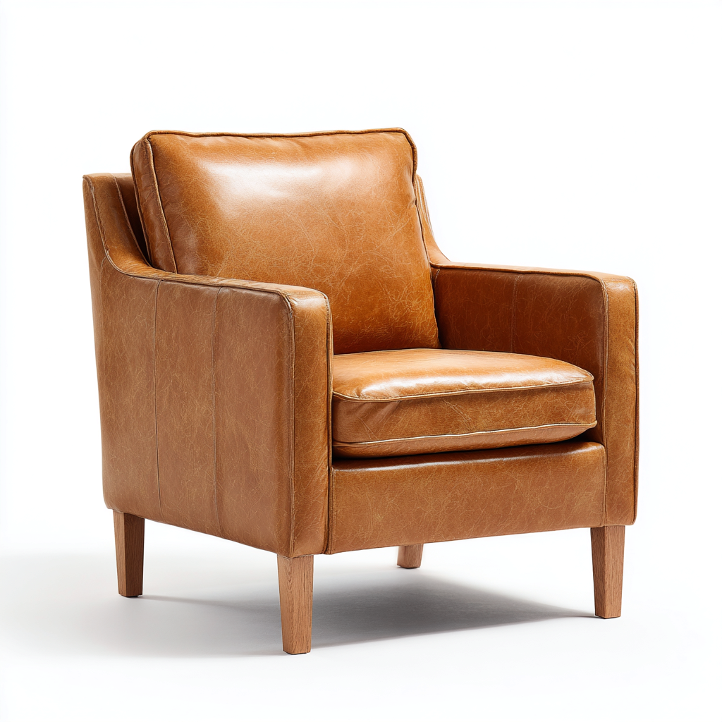 Sessel Leder 82x85x92 cm - Braun - Modernes Design-Dengohaus