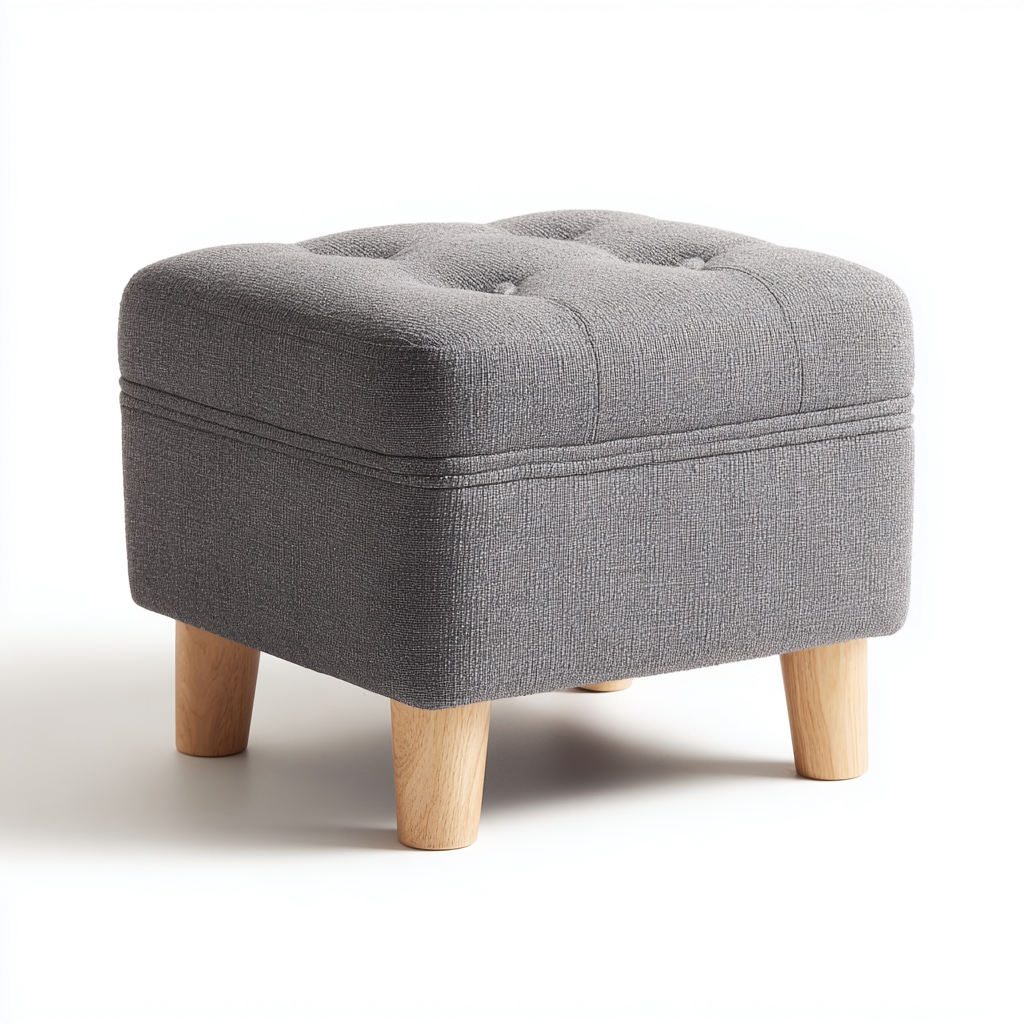 Fußhocker Stoff 40x40x40 cm - Grau - Modernes Design-Dengohaus