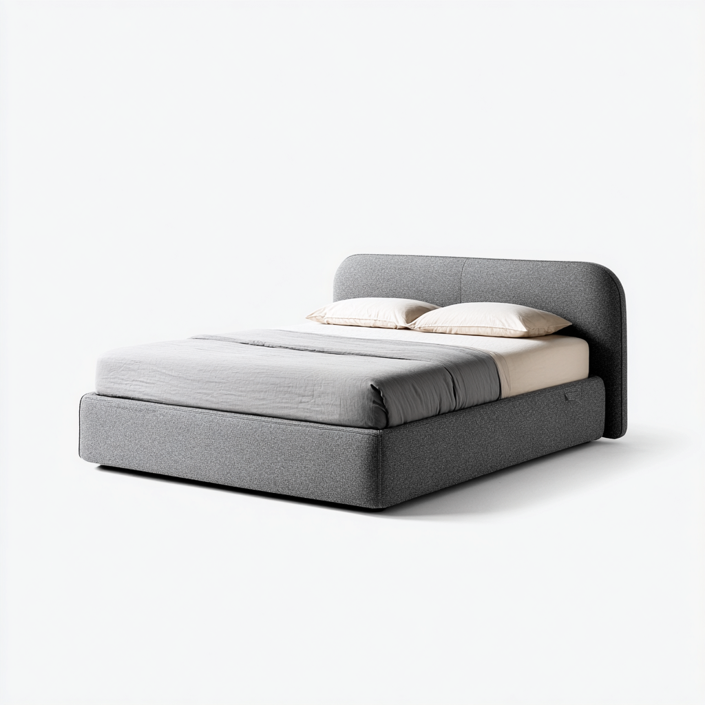 Doppelbett Stoff 200x180x95 cm - Grau - Modernes Design-Dengohaus